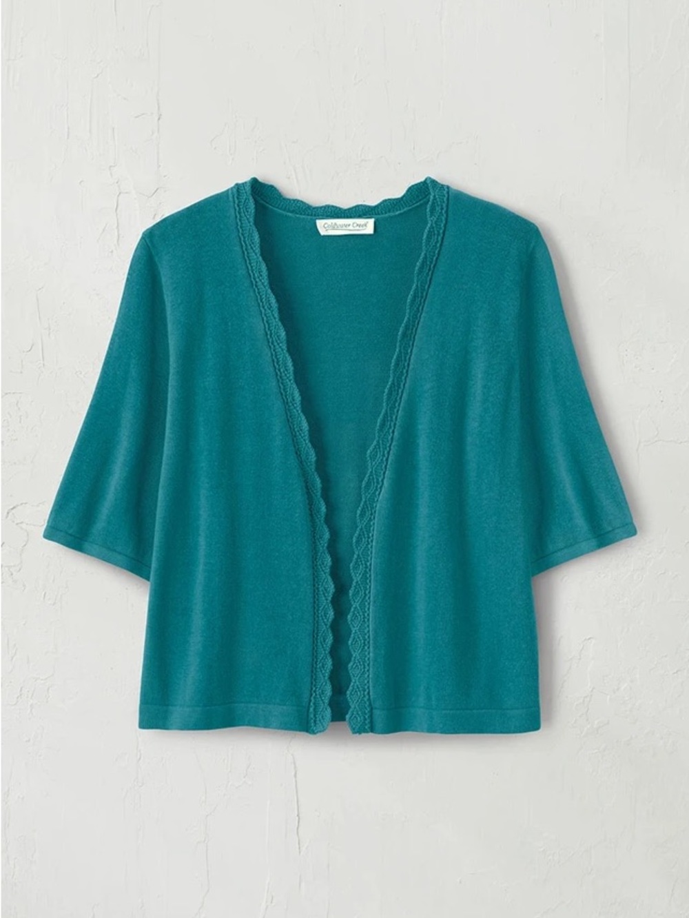 Coldwater Creek Easy Essence Shrug 2X Blue Cottage Open Front Cardigan
